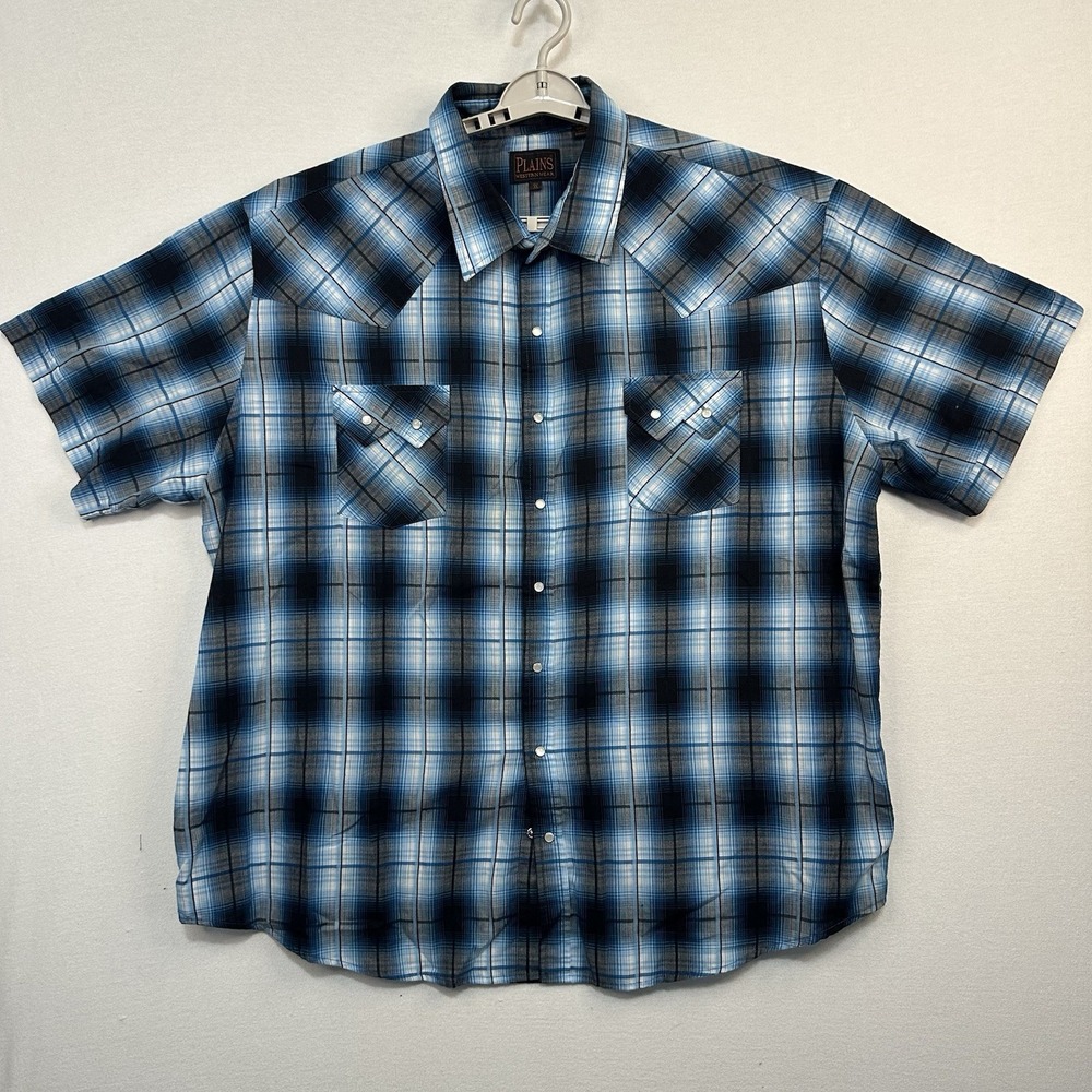 Plains Western Wear 3X Pearl Snap Short‎ Sleeve Shirt Cowboy Honky Tonk  Big Man